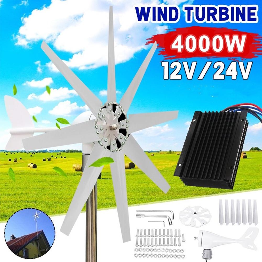 8 Blade Wind Turbines Generator Efficient Wind Turbines Horizontal Home Power Windmill Energy Turbines Charge 4000W 8 pcs 24/12V