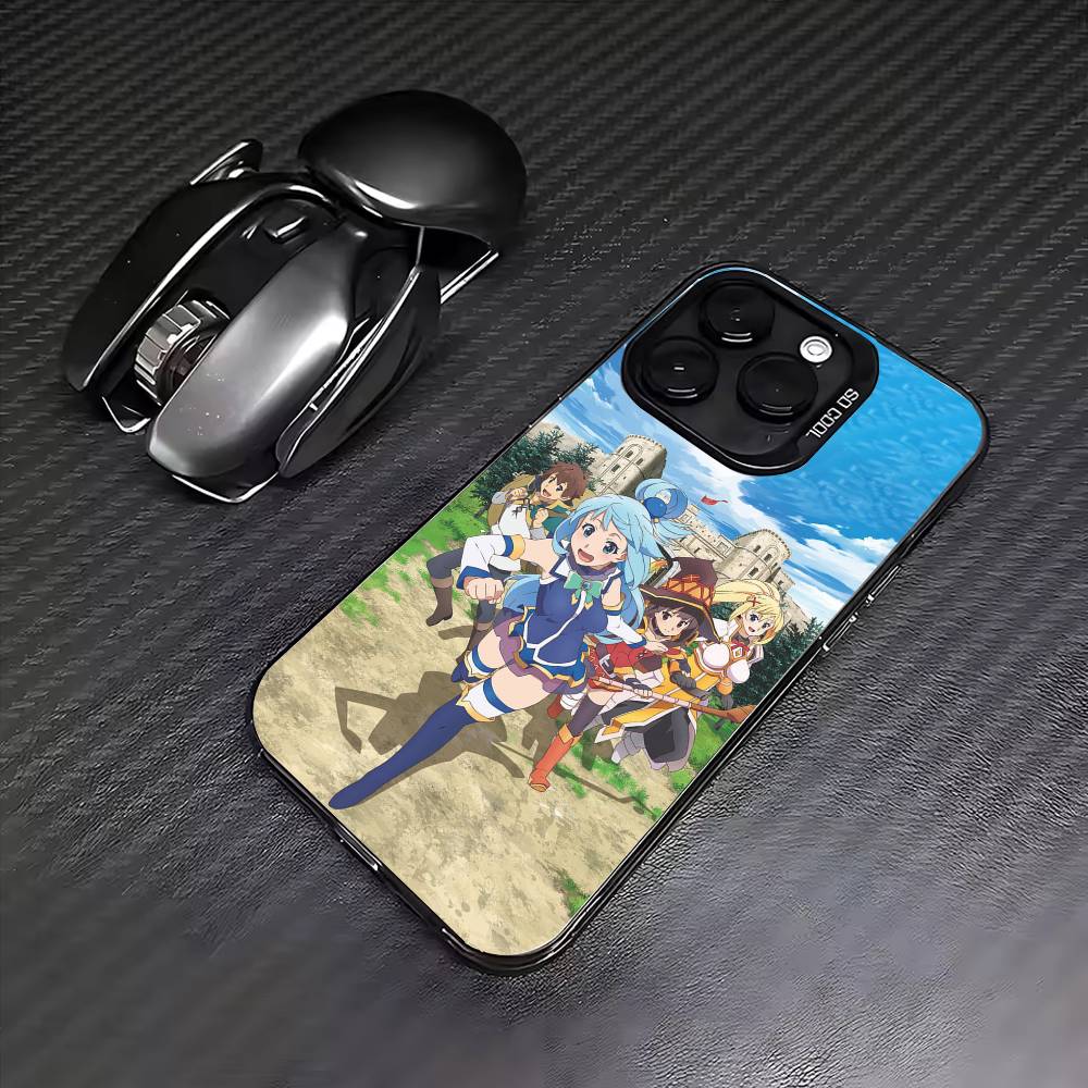 K-Kono Subarashii S-Sekai ni Shukufuku Phone Case For iPhone17,16,15,14,13,12,11 Plus,Pro Max Colored Silver Plated Inside Cover