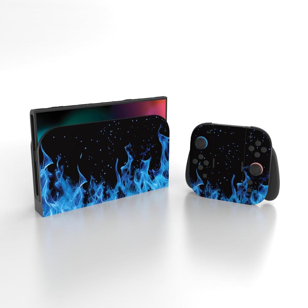 PlayVital Nintendo Switch 2 Console and Protective Sticker Set with Customizable Vinyl Dock Grip Stickers (2025) Joy-Con (2 Sets) Stickers, & [Blue
