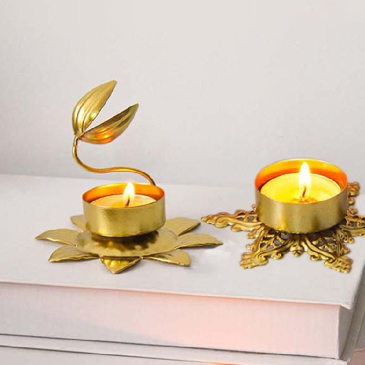 Candle Holder Metal Candlestick Unique Geometric Flower Desk Candlelighting Stand For Sophisticated Home Decoration