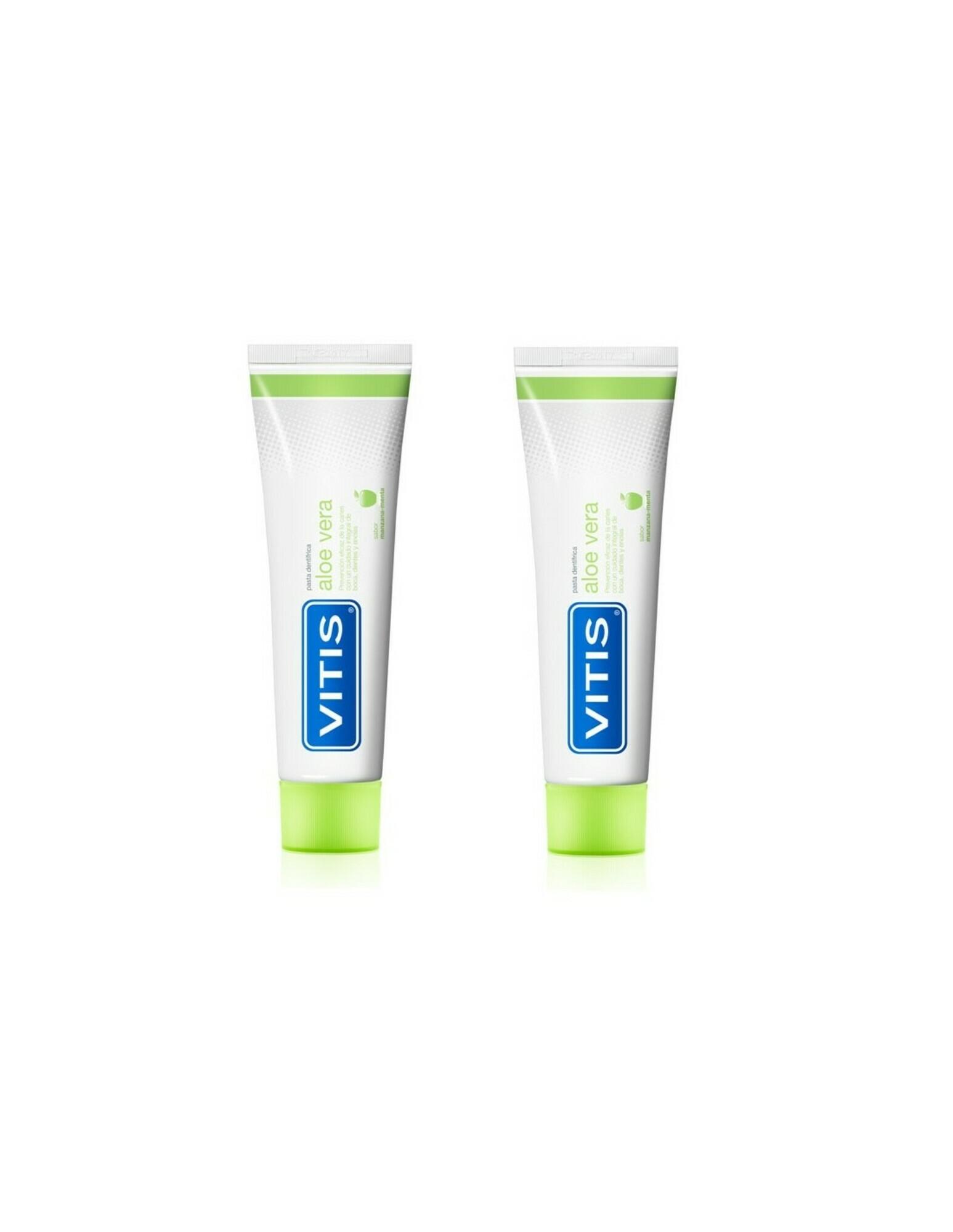 

Vitis Duplo Aloe Vera Toothpaste Apple Flavor 2X150ml +75ml Free