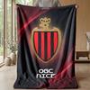 OGC Nice FC Weiche Flanell-Fleece-Decke Leichte Gemütliche Warme Überwurfdecke für Sofa Bett Heimdekoration