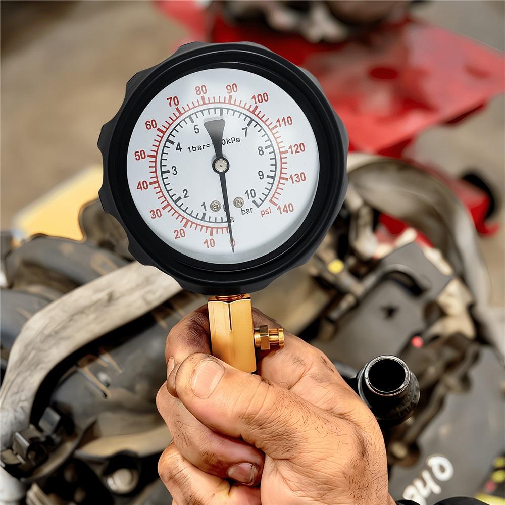 19-piece Fuel Pressure Gauge Tester Kit, 0-140PSI Oil Pressure Tester Kit, Gasoline Pressure Diagnostic Tool, Automotive Oil Pressure Gauge Kit