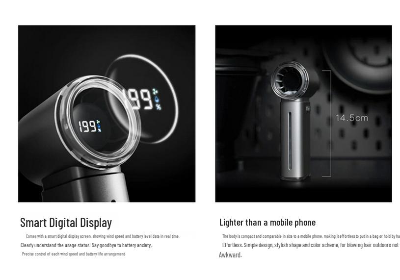 High-Speed Handheld Cooling Fan with USB Charging and Digital Display