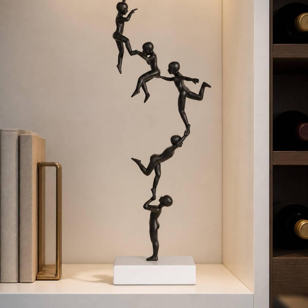Acrobat Figure Modern Sculpture with Marble Base Contemporary for Office