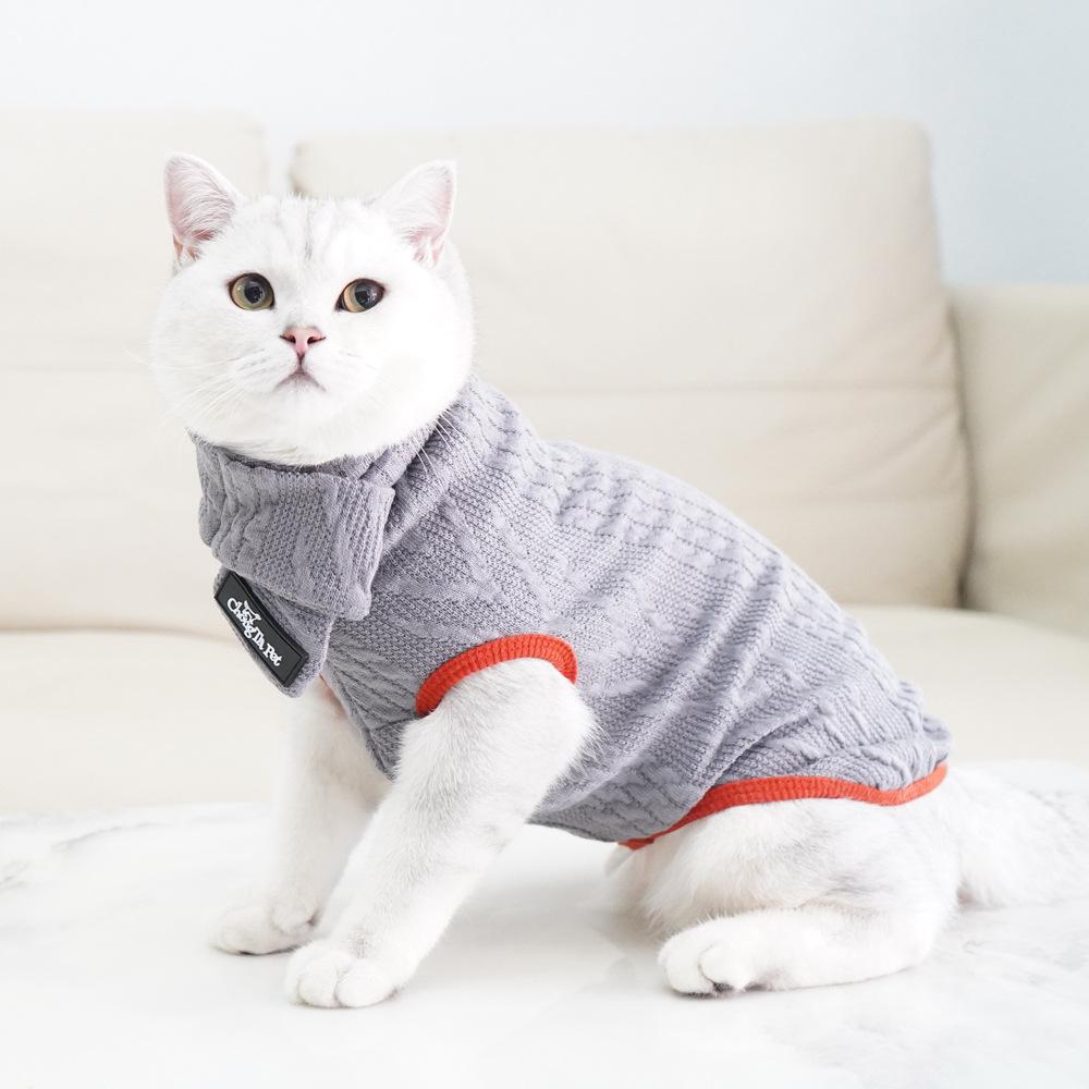 Winter warm cat clothes retro sweater puppet German pet sweater cold-proof autumn and winter models anti-hair loss