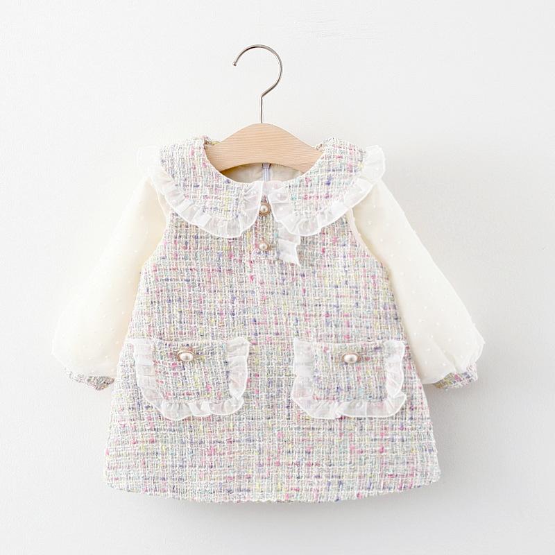 Girls' Korean Dress with Small Fragrance, New Long-sleeved Children's Skirt for Young Girls In Autumn.