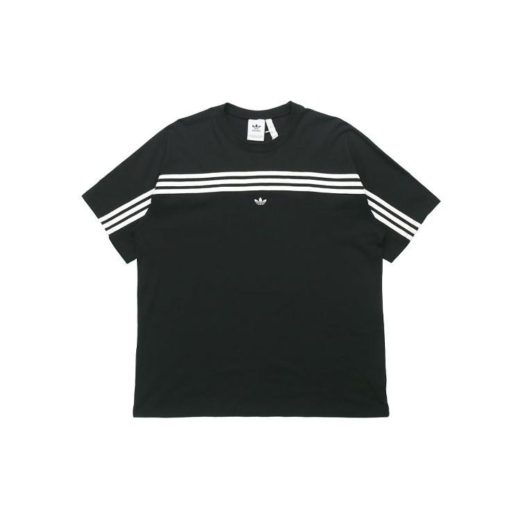 adidas originals 3-stripe Tee Stripe logo Embroidered Short Sleeve Black Men s FM1535 L