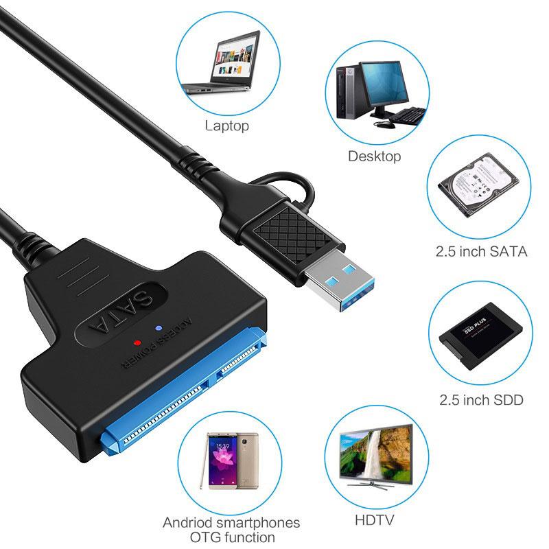Xiaomi SATA to USB 3.0 Cable for 2.5 3.5 Inch External HDD SSD Hard Drive SATA 3 22 Pin Adapter USB 3.0 to Sata III Cord Up to 6 Gbp