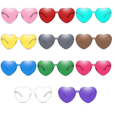 Lady Sunglasses Eye Protection Solid Color Cute Heart Shape Transparent Outdoor Sunglasses for Travel