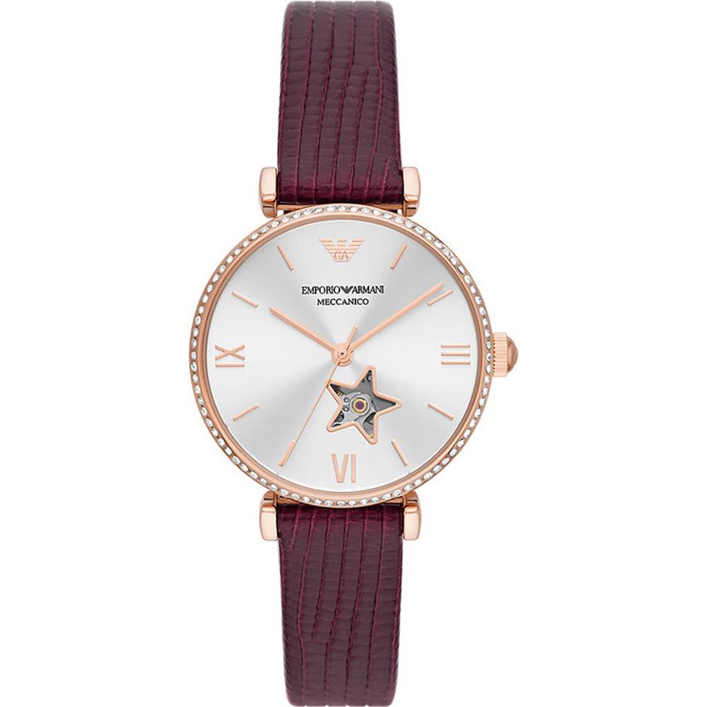 

Emporio Armani Historical Collection Gianni T-Bar Silver Red Leather Ladies Mechanical Automatic Watch AR60044 серебряный