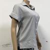 IHUASU Spring/summer Top Cotton/linen Pocket Button Short Sleeve Shirt T-shirt for Women