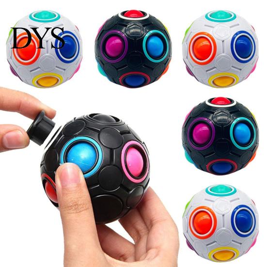 Football Sensory Toys Fidget Toy with 12-Holes, Stress Relief Press Ball Tactile Feedback Toy, Mini Push Rainbow for Adults and Kids