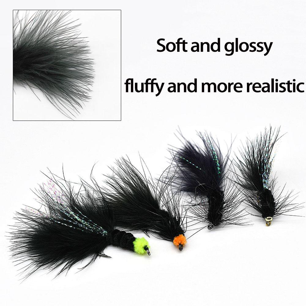 MNFT 8Pcs Beadhead Black Trout Fly Fishing Streamer Lure Flies