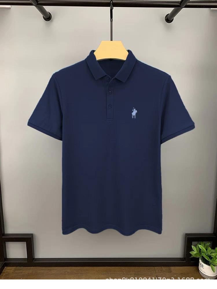 Men's High-End Summer Polo Shirt with Embroidered Pony Logo - Short Sleeve, Turn-Down Collar, Business Casual Top