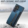 D15 For Samsung Galaxy S24 Ultra Case Card Slot Leather+TPU Zipper Kickstand Retro Phone Cover