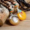 GemChic Women's New Vintage Wooden Beads Amber Pendant Long Necklace Classical Ethnic Fashion Birthday Christmas Jewelry Gift