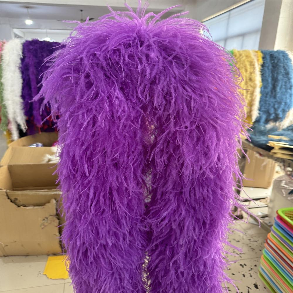 2 Meters Natural Ostrich Feather Boa 6ply Ostrich Feathers Trim Shawl Dyed Various Party Clothing Decoration Plume Scarf