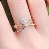 Huitan Fashion Gold Color Wedding Ring Women Chic Cross Finger Zircon with Shiny Crystal Female Delicate daily Accessories