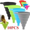 10Pcs Foldable Car Engine Funnel Silicone Liquid Funnel Washer Fluid Change Portable Car Engine Oil Change Funnel Car Accessories