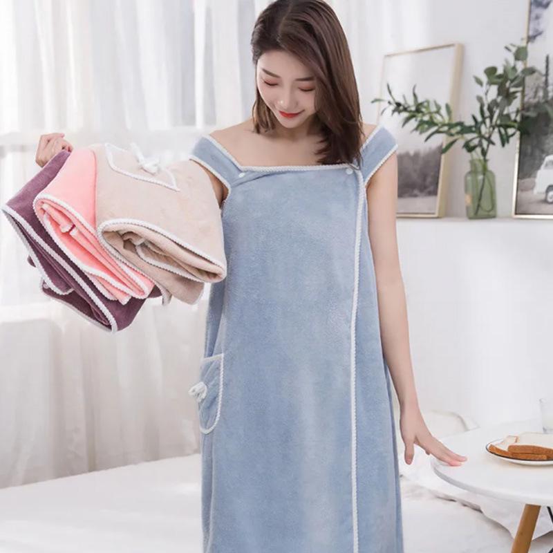 

Мягкий Впитывающий Женский Халат из Кораллового Флиса на Бретелях-Спагетти 80x135 cm синий/серый