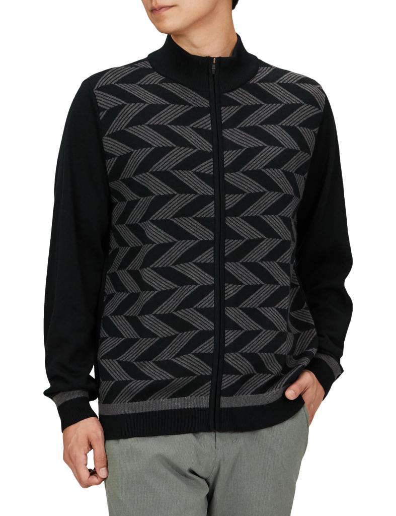 Bridgestone Golf Men's ZGM01B Open-Front Sweater, Black