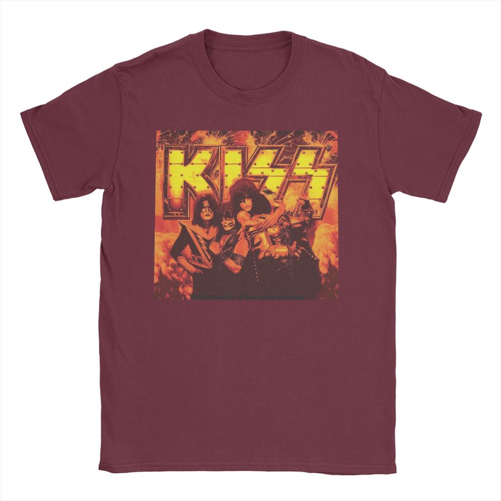 Harajuku T-Shirt Summer Ace Frehley Spaceman Kiss Band Popular T-Shirts  Pure Cotton Tshirt Men Fun Pattern Short Sleeve Top Tee
