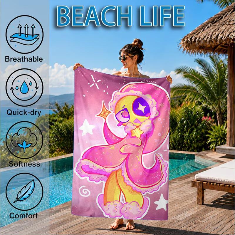 Colorful Cartoon Dandy Beach Towel, Super Soft Microfiber, Perfect Gift for Her/Him, Birthday, for Pool, Beach, Travel, Decor Beach Party