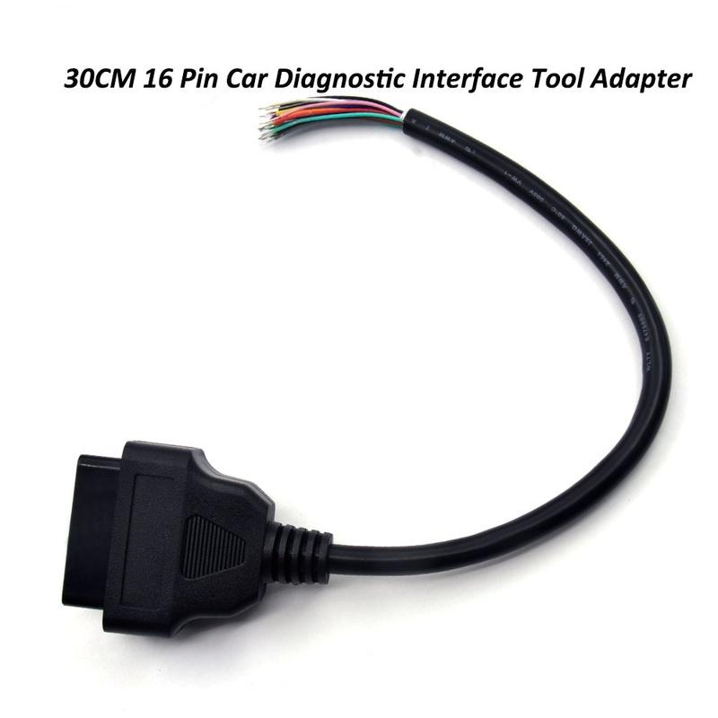 NEW 30CM 16 Pin Car Diagnostic Interface Tool Adapter OBD 2 OBD2 16pin Female Connector To Extension OBD 2 Opening OBD Cable
