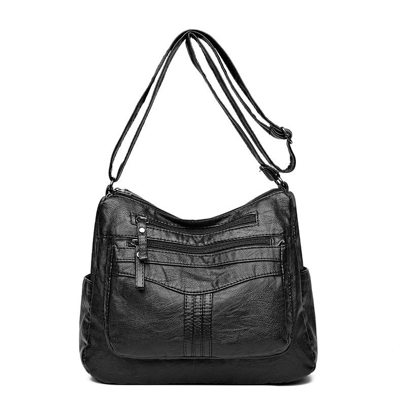 

Сумка через плече Жіноча сумка з м якої шкіри Середнього віку Сумка для мами через плече 30 *8 *16 cm чорний