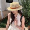 Breathable Mesh Straw Boater Hat Lightweight Flat Top Beach Hat Handwoven Sun Cap  Chic Travelers