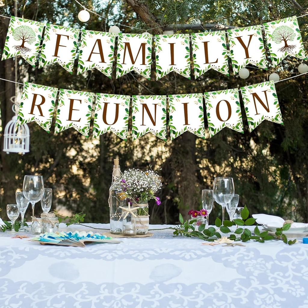 HOWAF Family Reunion Decorations, Family Reunion Banner for Home Summer Families Gatherings Party Supplies,Families Party Bunting Banner,Happiness