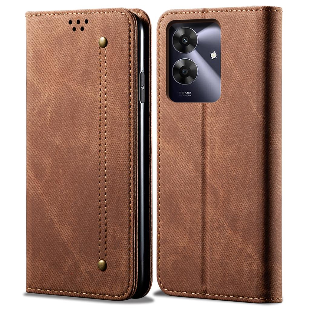 For Realme Note 60/Narzo N63 4G/C61 (India) 4G/Note 60x 4G/C63 4G/C61 4G Case Jeans Cloth Texture Leather Stand Phone Cover