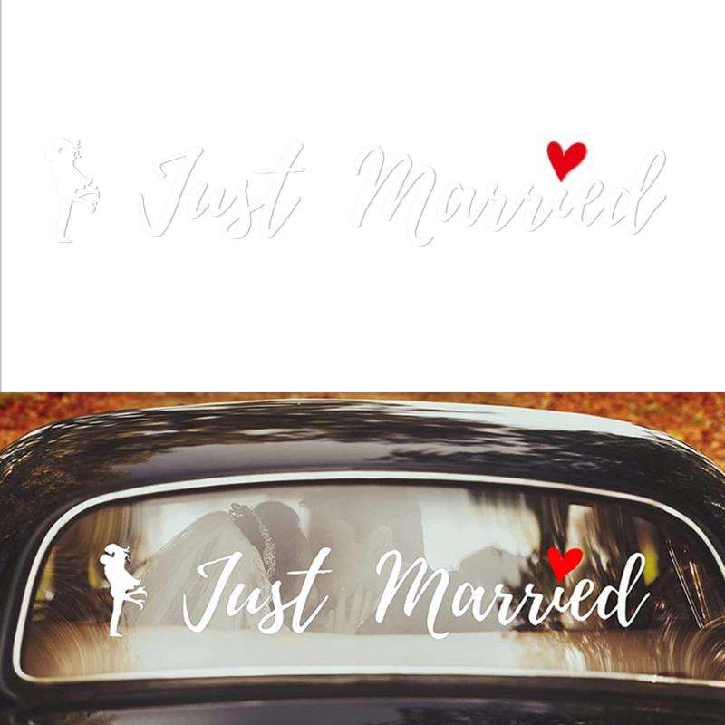 Removable Wedding Car Decals Just Married Vinyls Stickers For Bridal Shower Party Home Decorations Window Murals Gift