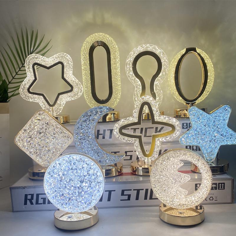 Star & Moon Night Light: USB Rechargeable Touch Lamp with Infinite Dimming and Three Colors for Bedroom