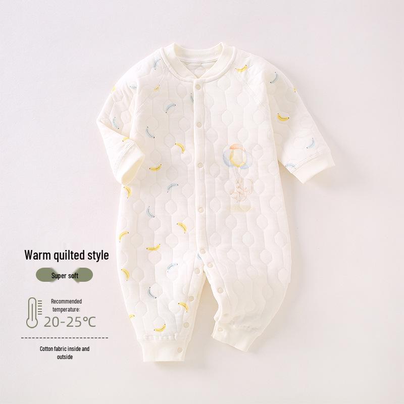 Quilted Baby Romper - Warm Air Cotton Winter Onesie for Newborns