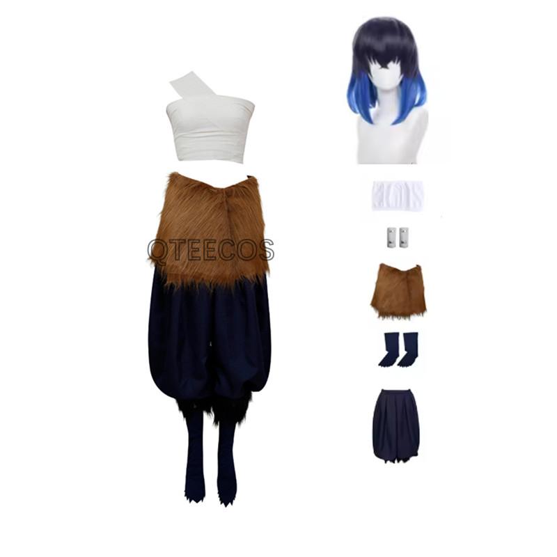 Dames Halloween Kostuums Anime Demon Hashibira Inosuke Cosplay Varkensmasker Verbandbroek Kimetsu no Yaiba Pruik Pak L