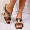 Large Size Square Toe Thick Heel Sandals Women's Summer New European and American Open-toe One-heel Slippers