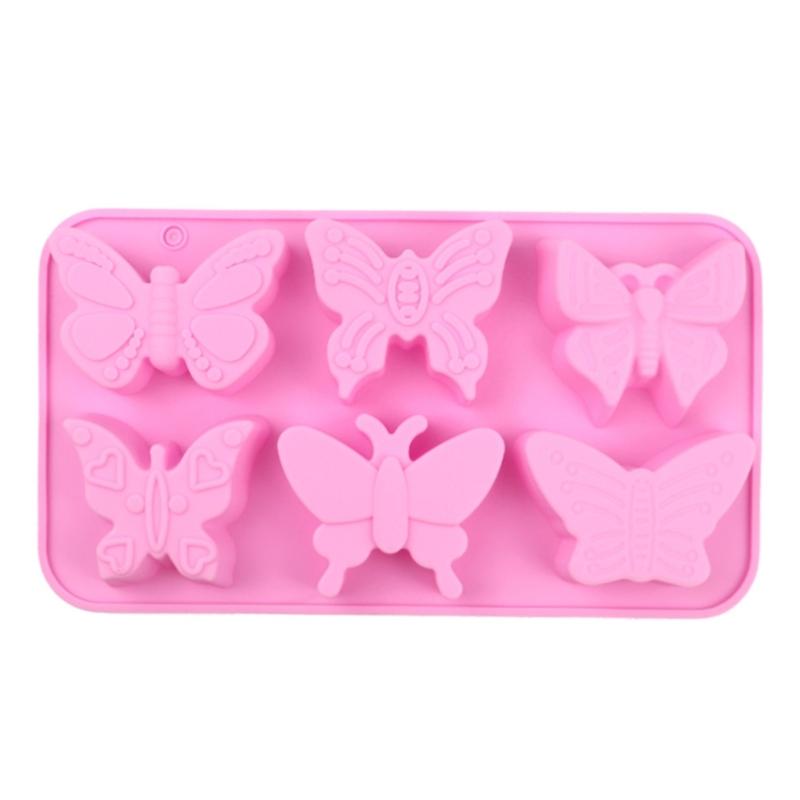 6 Cavity Butterfly Silicone Molds For Valentines Day Romance Mousses Cake Ice Creams Baked Dessert Safe Baking Tool