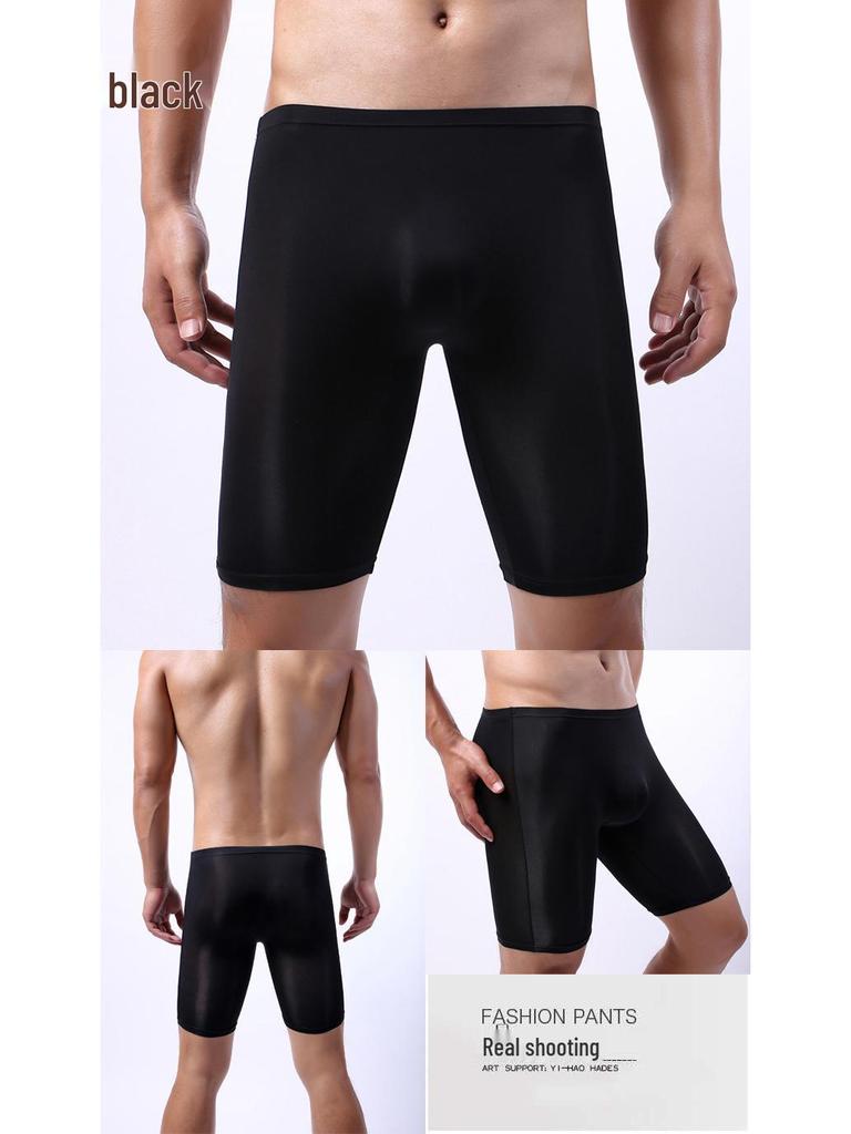 Ice Silk Men's Boxer Briefs - Solid Color Transparent Underwear