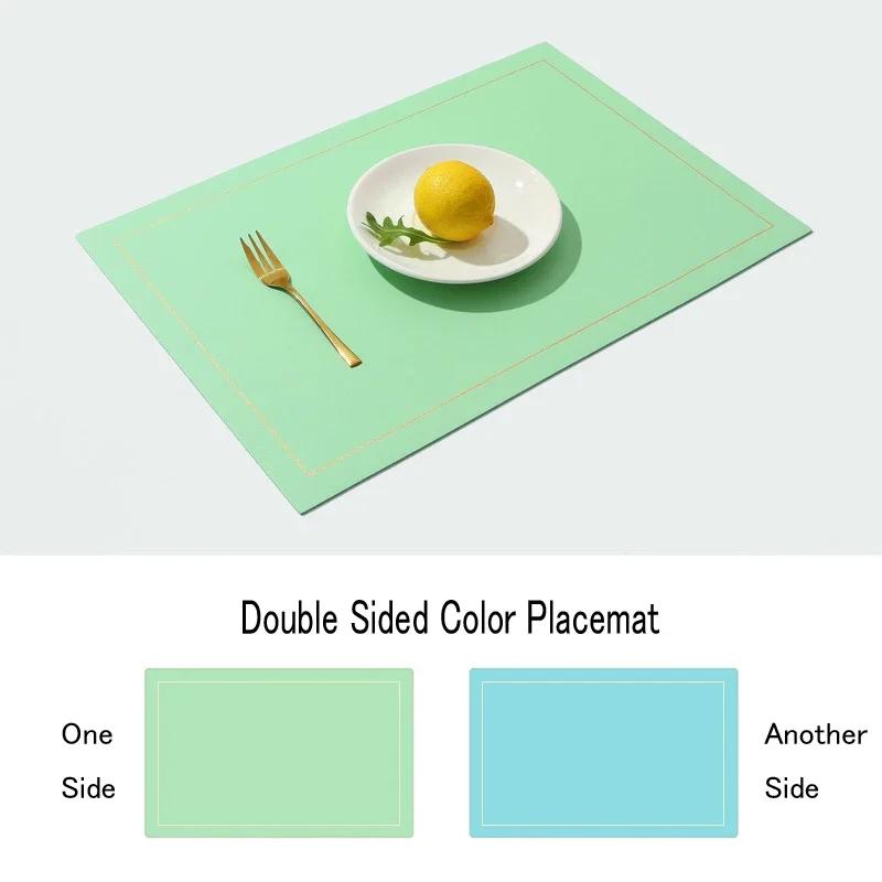 Northern INS PVC Leather Placemat Solid Color Square Heat-Resistant Waterproof Double-Layer Table Mats