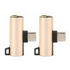2Pcs USB C to 3.5mm o Adapter 2 in 1 Type C 3.5mm Listening Music While Charging Durable ABS