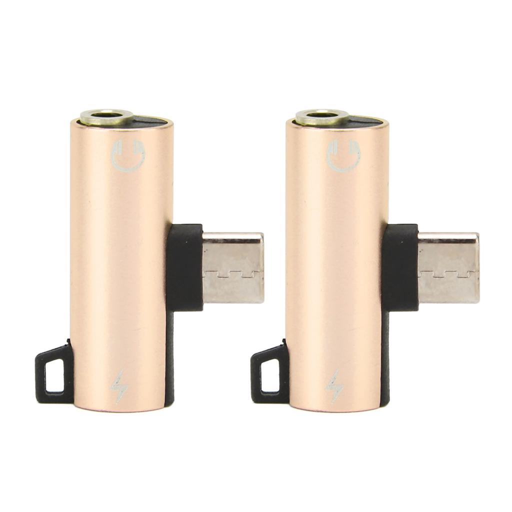 2Pcs USB C to 3.5mm o Adapter 2 in 1 Type C 3.5mm Listening Music While Charging Durable ABS