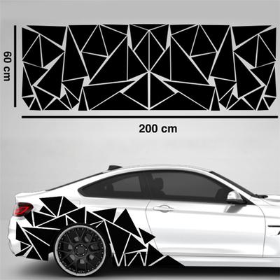 1x Black Carbon Fiber Look Triangles Car Side Decroation Sticker Vinyl 200*60cm