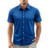 Camisa Casual de Manga Corta para Hombre Cuello de Botones Corte Ajustado Tejido Ligero Transpirable Camisa de Verano Primavera para Uso Diario