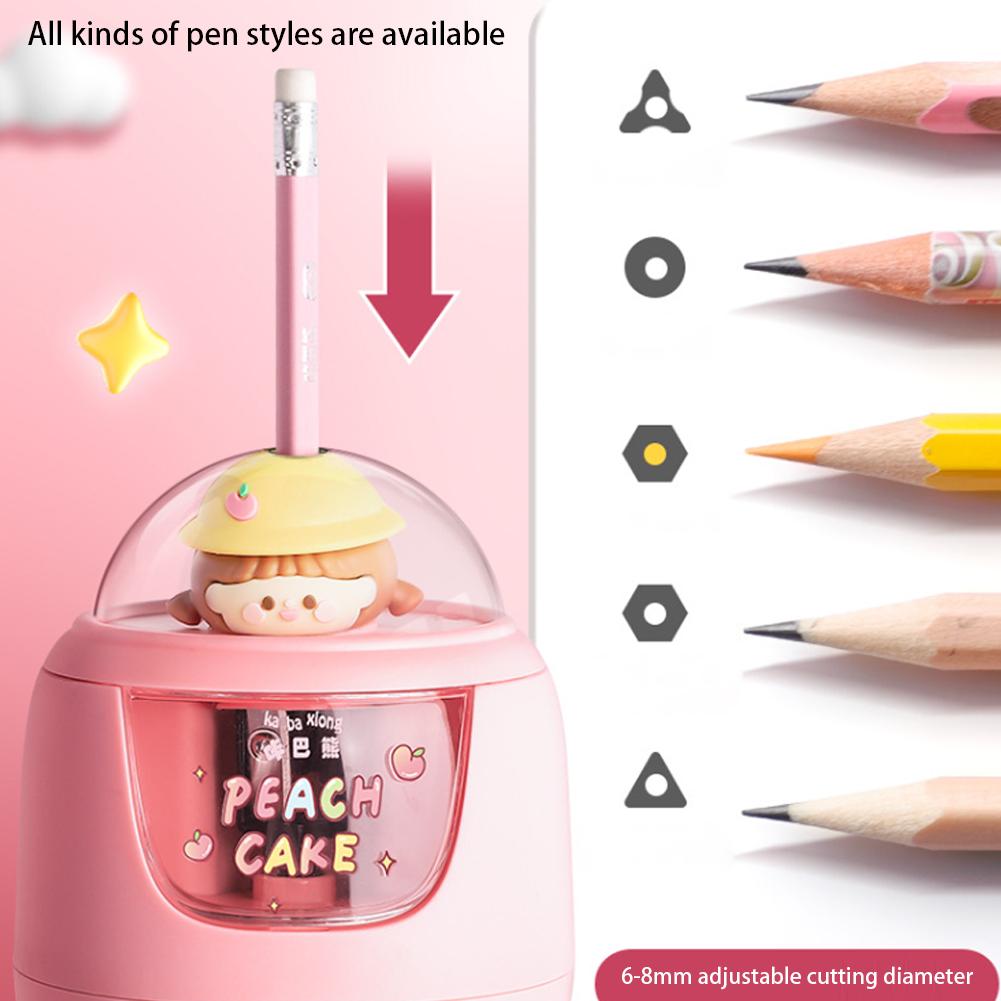 Fully Automatic Pencil Sharpener Cartoon Cute Portable Electric Pencil Sharpener Students Stationery Study Office Supplies
