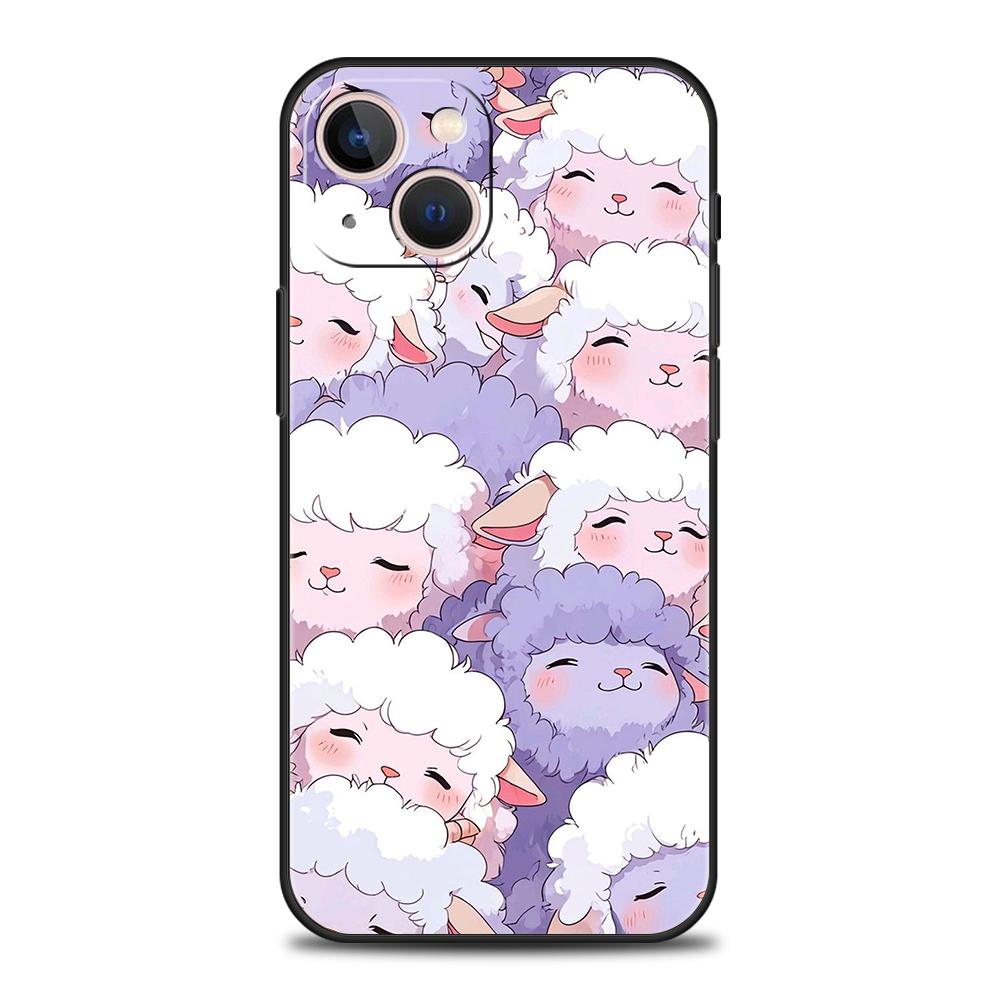 Phone Case Cover for iPhone 17 16 15 14 13 12 Pro Max 11 Pro Max 17AIR Plus Shockproof Soft TPU Bag Cute Little Lamb Angel Sheep