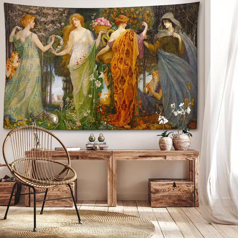 2D Vintage Painting Tapestry Classical Mythology Background Cloth
