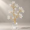 Crystal Blossom Tree Presentable Gold-Tone Metal with Square Base