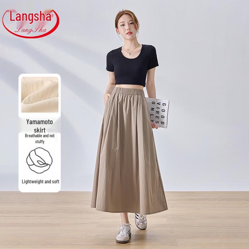 Women s High-Waist A-Line Pleated Textured Midi Skirt M